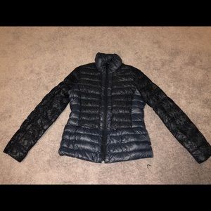 Down jacket with lace detail